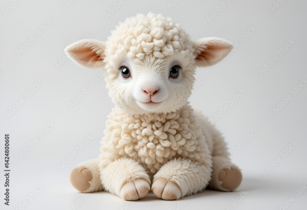 Fototapeta premium Young sheep looking at camera isolated on transparent background.