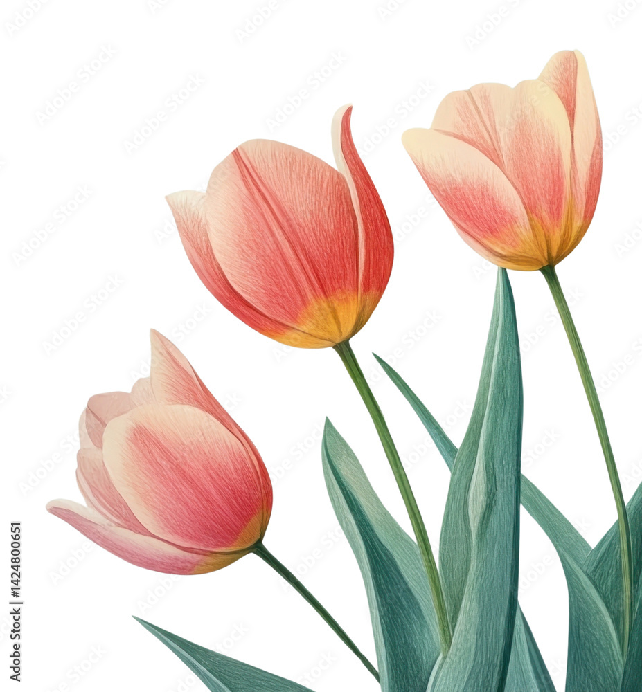 Fototapeta premium PNG Tulip flowers tulips illustration art.