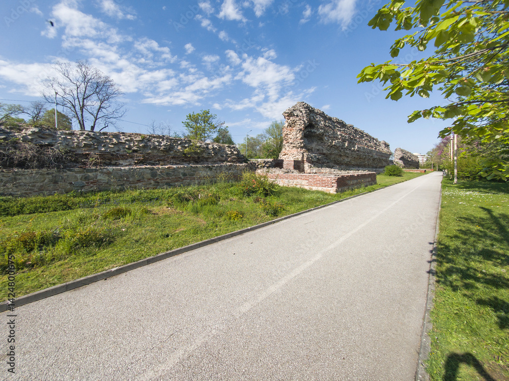 Ruins of Roman fortifications in a town of Hisarya, Bulgaria