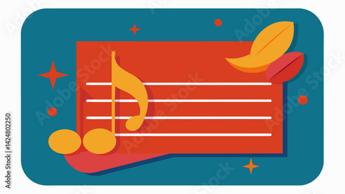 A card with a music sheet background representing the bars dedication to supporting local musicians and showcasing their talents. Vector illustration