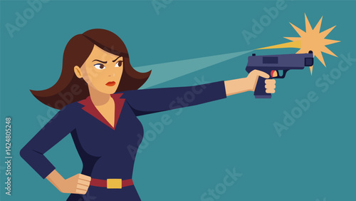 A woman brandishes a taser gun effectively showing the power of nonlethal force as a means of intimidation..