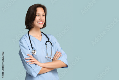 Beautiful female doctor wit...