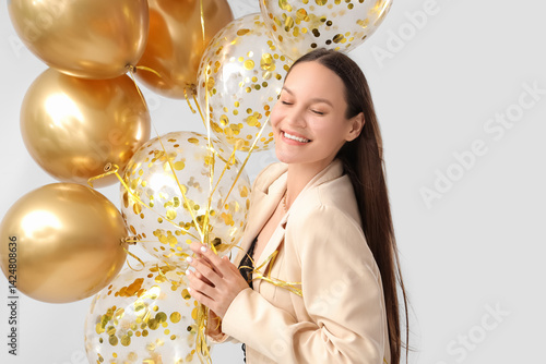 Happy young woman with air ...