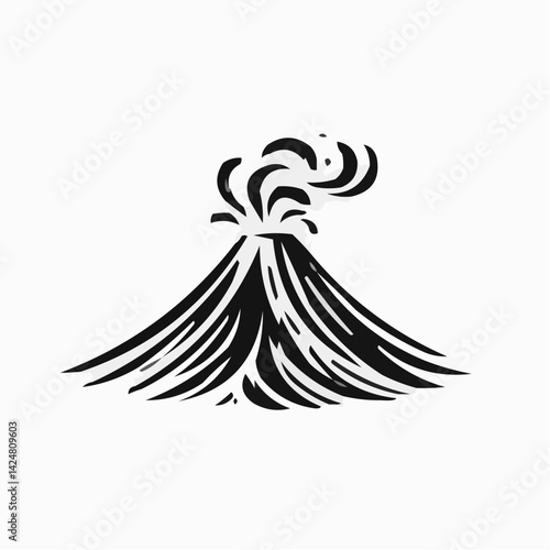 Black volcanic eruption illustration against a white background  
