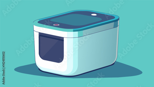 A sleek and stylish litter box that seamlessly fits into any home decor equipped with advanced technology that automatically disposes the waste and. Vector illustration
