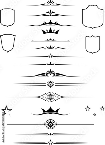 Obraz na płótnie black and white set of delimiters for text, dividers w salonie