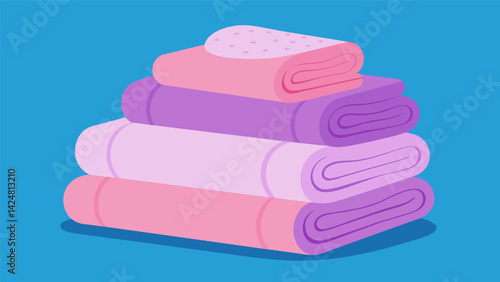 You spot a pile of plush and luxurious workout towels in different sizes perfect for the gym or home workouts.. Vector illustration