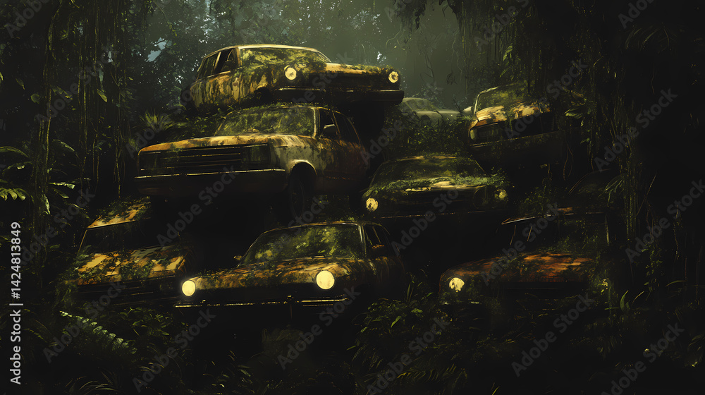 Fototapeta premium haunting pile cars