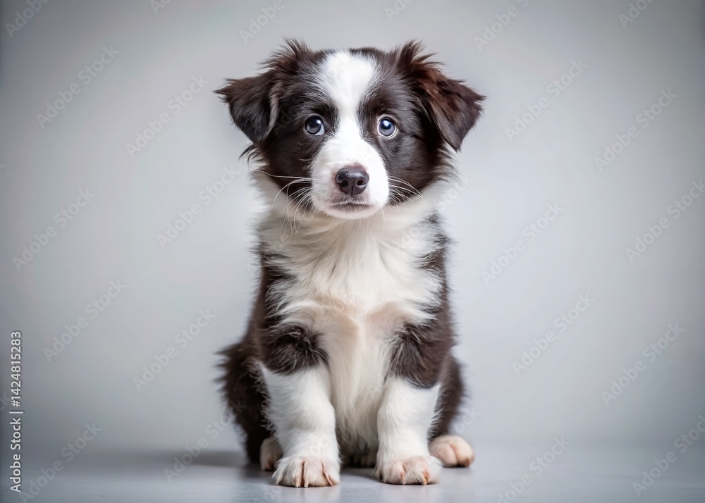 Adorable 8-Week-Old Border Collie Puppy Posing for Product Photography Adorable 8-Week-Old Border Collie Puppy Posing for Product Photography