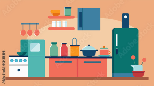 A minimalist kitchen with only the necessities encouraging a simpler and more intentional approach to cooking and eating..