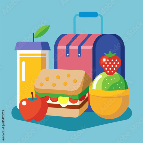 A lunchbox image. Cartoon style. Vector illustration.