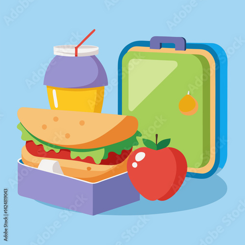 A lunchbox image. Cartoon style. Vector illustration.