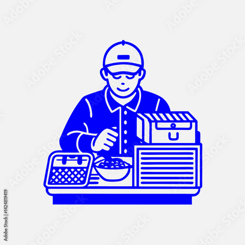 A flat-style vector illustration of a person packing lunch for work.