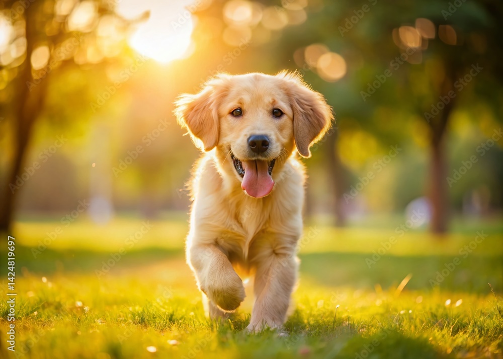 Adorable Golden Retriever Puppy Playing Candidly in the Park Adorable Golden Retriever Puppy Playing Candidly in the Park