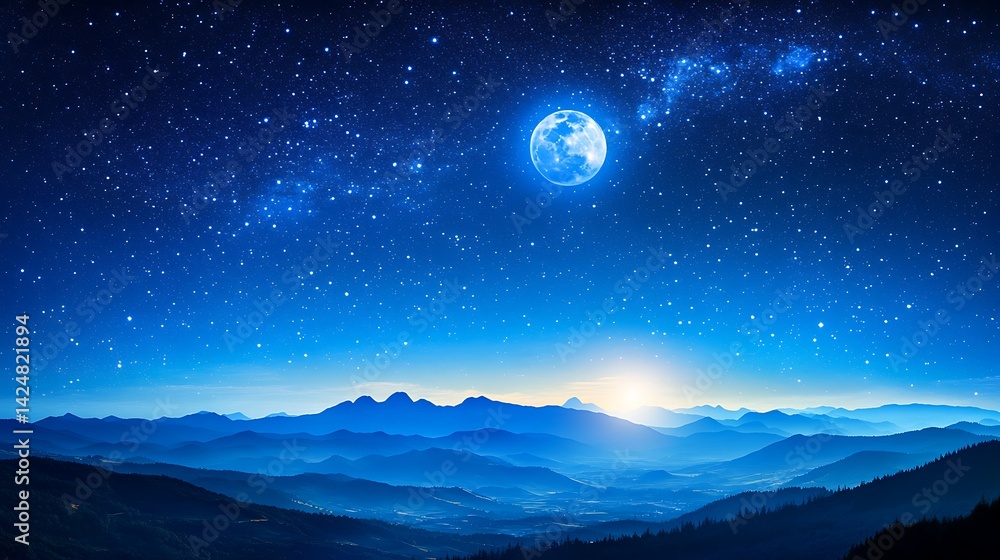 Night Sky over Misty Mountains Night Sky over Misty Mountains