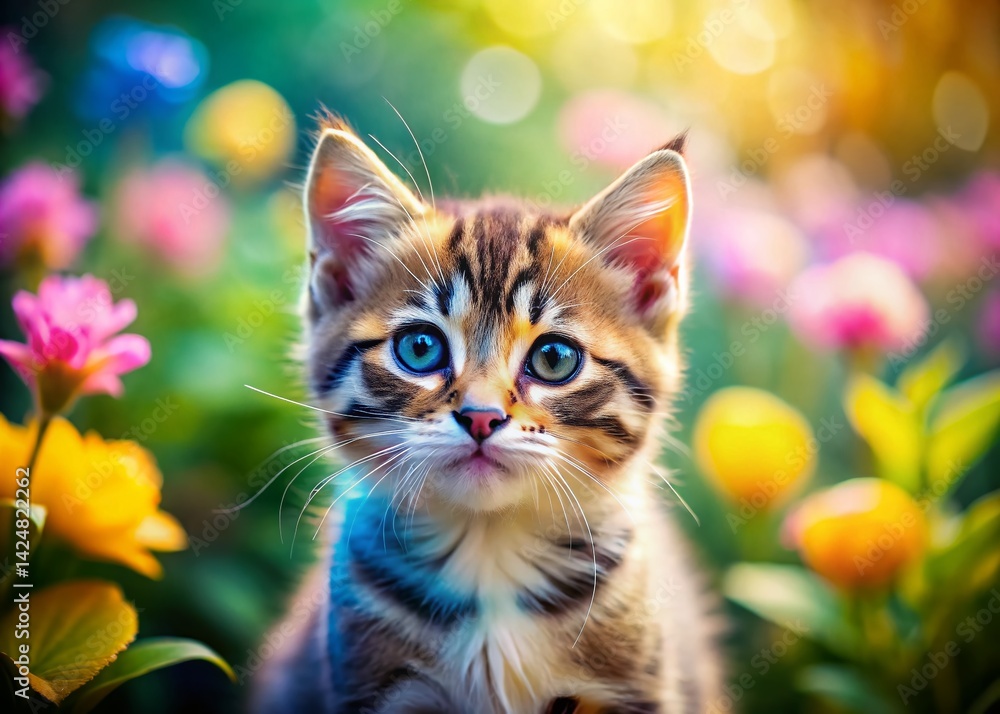 Adorable Kitten with Easy Cat Face Paint, Tilt-Shift Miniature Photography Adorable Kitten with Easy Cat Face Paint, Tilt-Shift Miniature Photography