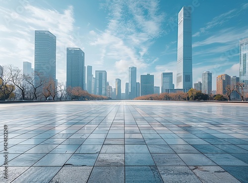 Modern Cityscape with Empty Plaza