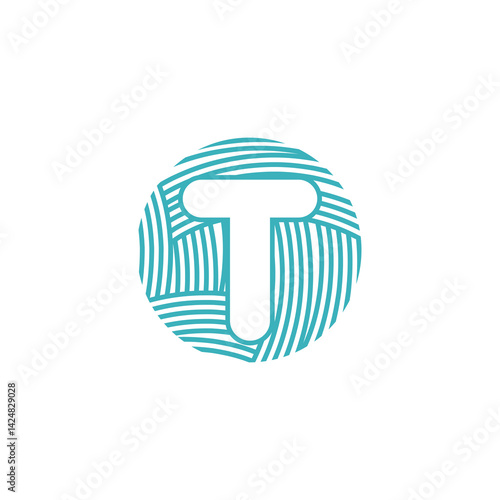 Yarn Ball With Letter T Logo Design
