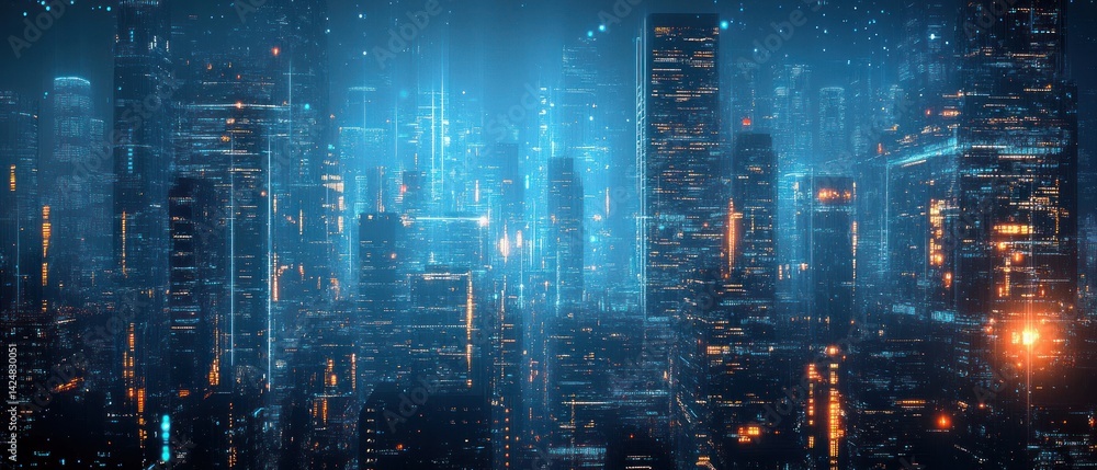Cyberpunk Metropolis: A Futuristic Cityscape at Night