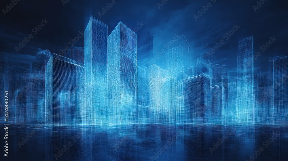 Futuristic Cityscape: A Digital Metropolis at Night