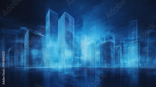 Obraz na płótnie Futuristic Cityscape: A Digital Metropolis at Night w salonie