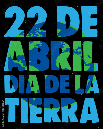 22 de Abril dia de la tierra posteo redes sociales vertical, editable, planeta tierra, mascara con fondo negro.