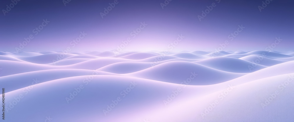 Fototapeta premium Abstract white wavy horizon over a dreamy surreal landscape, atmospheric and empty, abstract, atmospheric