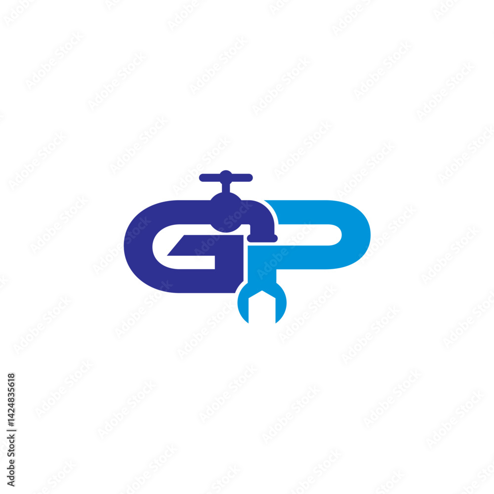 Letter G and P Plumber Logo Vector 001 Letter G and P Plumber Logo Vector 001