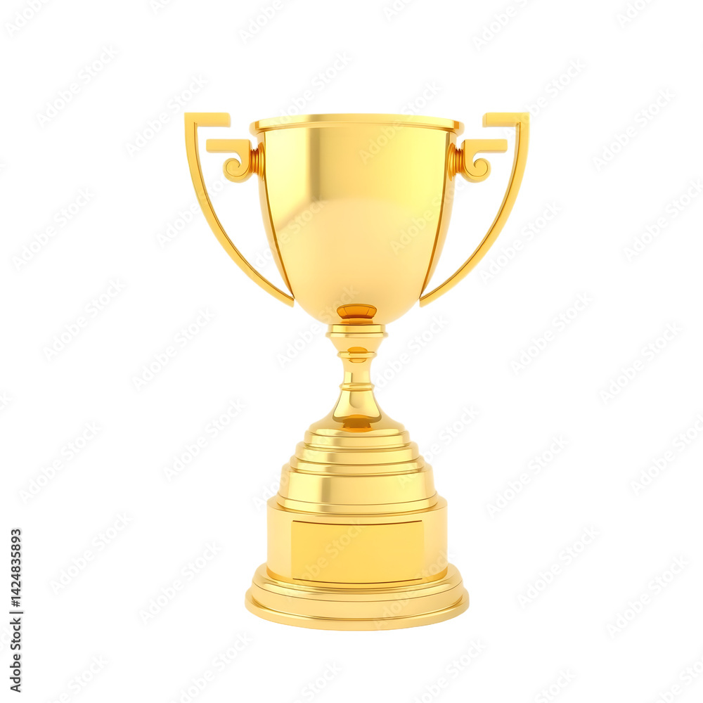 Gold Trophy Render, Award Symbol On White. Recognition For Achievement And Success. A Shining Example Of Victory, Simple Elegance And Plated Design. Perfect For Celebrating Excellence. Gold Trophy Render, Award Symbol On White. Recognition For Achievement And Success. A Shining Example Of Victory, Simple Elegance And Plated Design. Perfect For Celebrating Excellence.