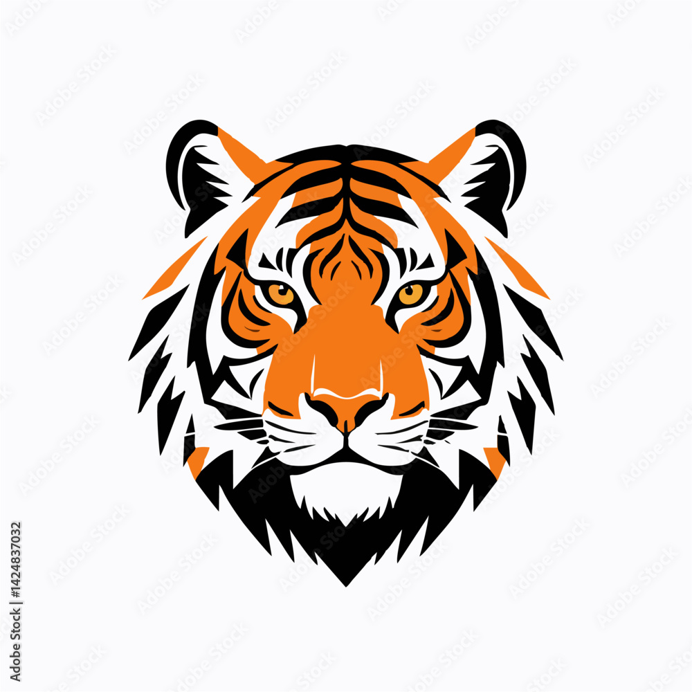 Fototapeta premium Majestic Tiger Head A Powerful and Symbolic Vector Illustration