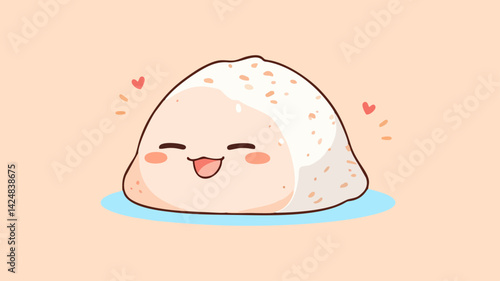 Chibi Onigiri Vector Icon – Cute Kawaii Japanese Rice Ball for UI and Design