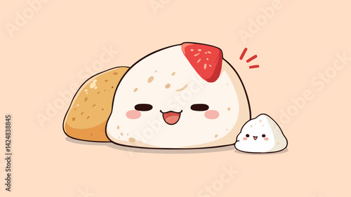 Chibi Onigiri Vector Icon – Cute Kawaii Japanese Rice Ball for UI and Design