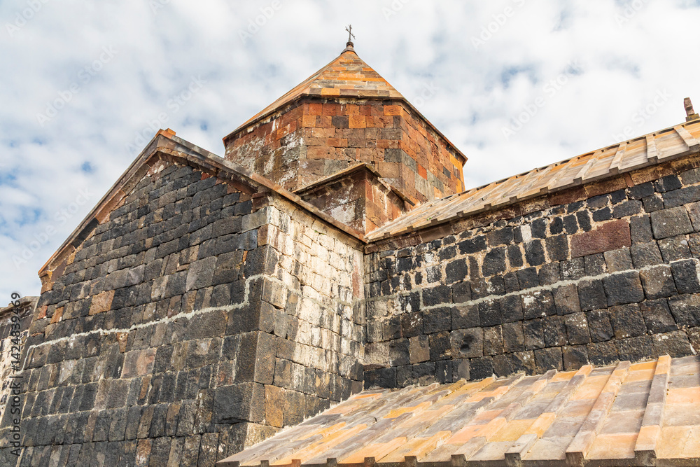 Western Asia, Eurasia, South Caucasus, Republic of Armenia. Sevan. The church of Surp Arakelots at the Sevanavank Monastery complex on Lake Sevan.