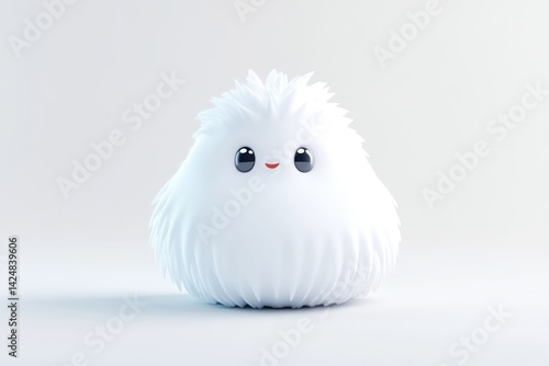 Fluffy white creature with big eyes