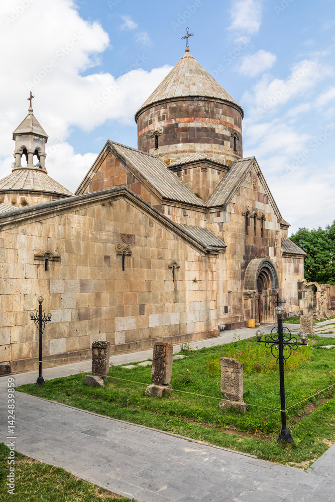 Western Asia, Eurasia, South Caucasus, Republic of Armenia. Tsakhkadzor. Kecharis Monastery. An 11th C. medieval monastic complex. Exterior view of Saint Grigor Church.