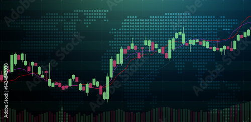 Trading background green or stock market vector