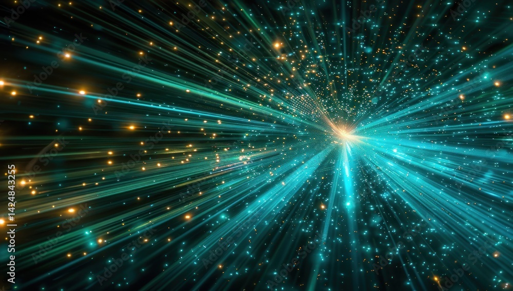 Abstract Space with Light Rays and Glittering Dust Abstract Space with Light Rays and Glittering Dust