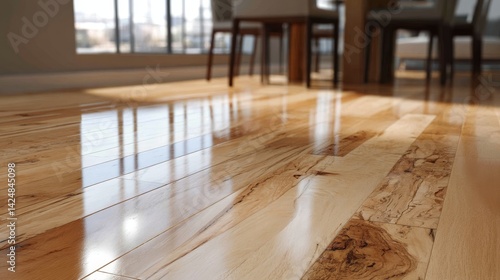 Maple flooring in a living room. Premium interior background