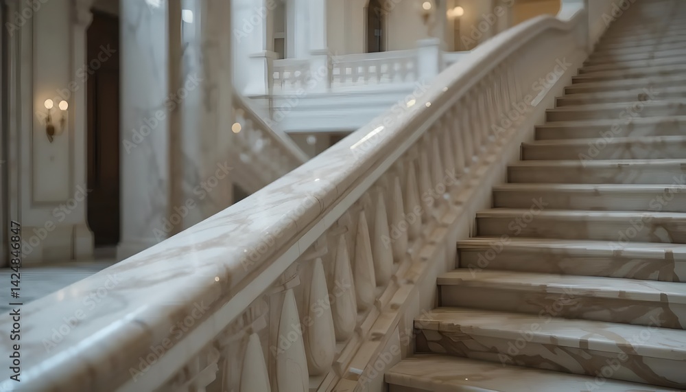 Fototapeta premium Grand Marble Staircase: Opulent Interior Design, Luxury Home