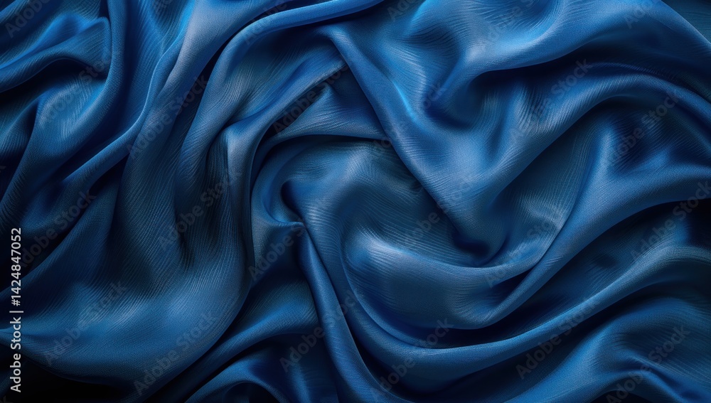 Blue Silk Fabric Draped with Elegance Blue Silk Fabric Draped with Elegance