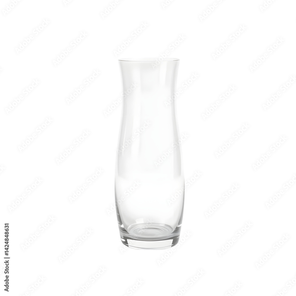 Simple Glass Vase. A Minimalist Design Object, A Clear Vessel For Displaying Flowers, Isolated On White. Perfect For Home Decor Mockups, Modern Interiors, And Clean Design Projects. Simple Glass Vase. A Minimalist Design Object, A Clear Vessel For Displaying Flowers, Isolated On White. Perfect For Home Decor Mockups, Modern Interiors, And Clean Design Projects.