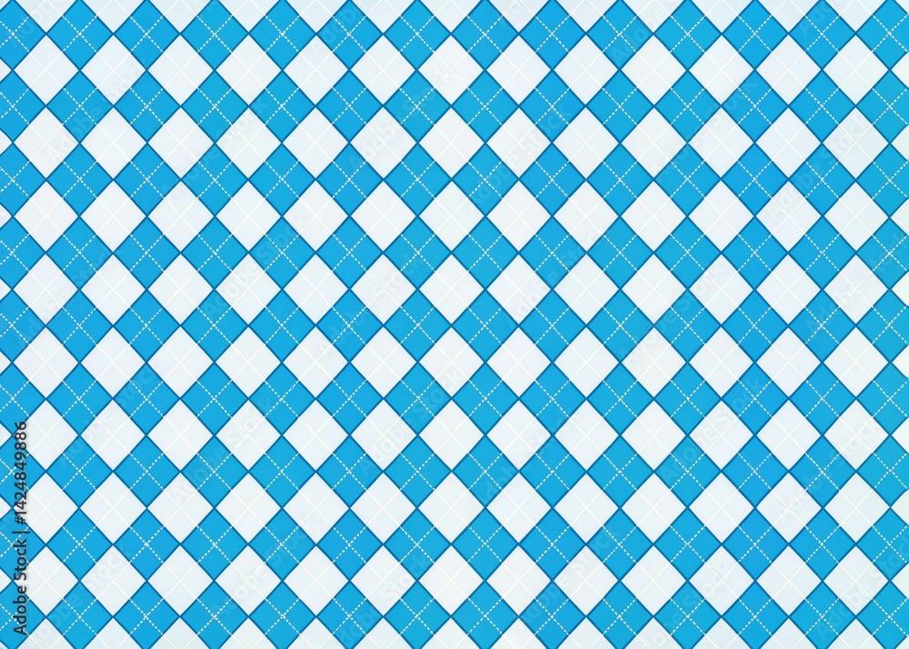 Fototapeta premium Bavarian Oktoberfest Blue White Rhombus Pattern Background - Festive Celebration Texture