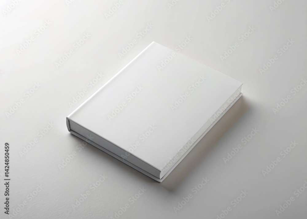 Blank White Book Cover Mockup: Panoramic Product Photography on White Background Blank White Book Cover Mockup: Panoramic Product Photography on White Background