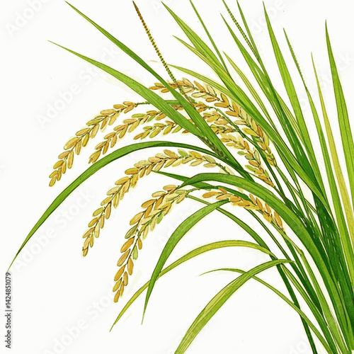 Aqua harvest rice isolated watercolor vector illustration svg 