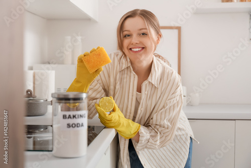 Young woman with baking sod...