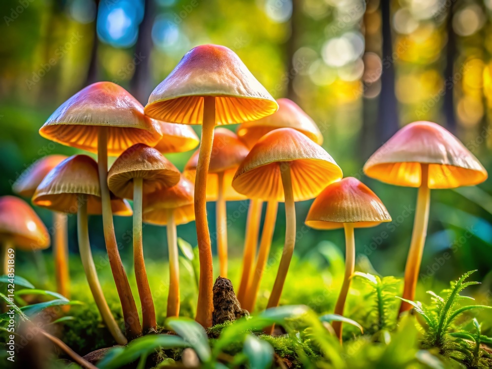 Fototapeta premium Candid Close-Up of Panaeolus Foenisecii Mushrooms in Natural Habitat