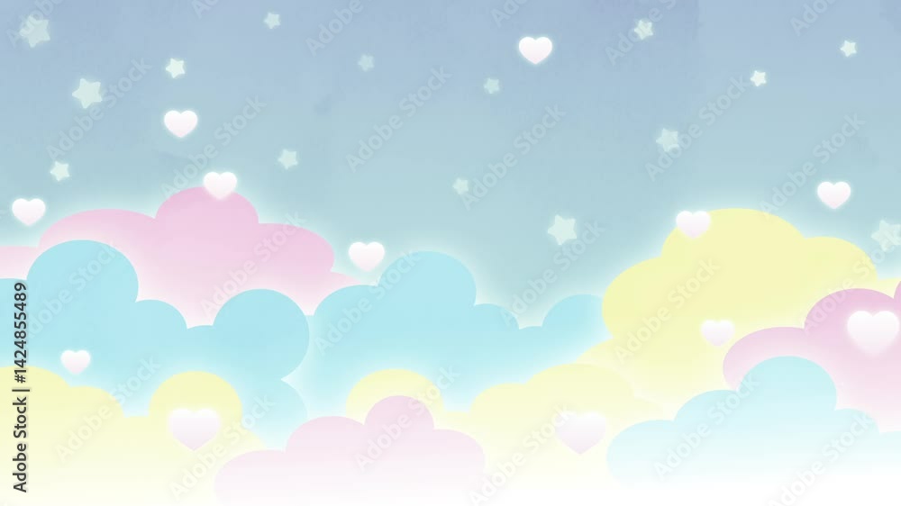ループする夢かわいい空背景 ループする夢かわいい空背景