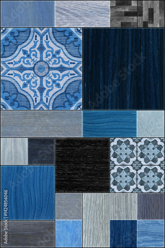 Wallpaper Mural Seamless abstract pattern decorative wood textured geometric mosaic background design Torontodigital.ca