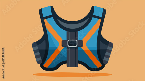 A weighted vest for dogs designed to distribute weight evenly for a safe and comfortable resistance training during walks or runs.. Vector illustration