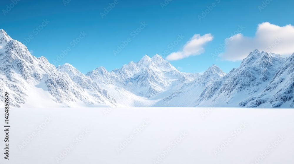 Snowy mountain range, pristine white landscape Snowy mountain range, pristine white landscape